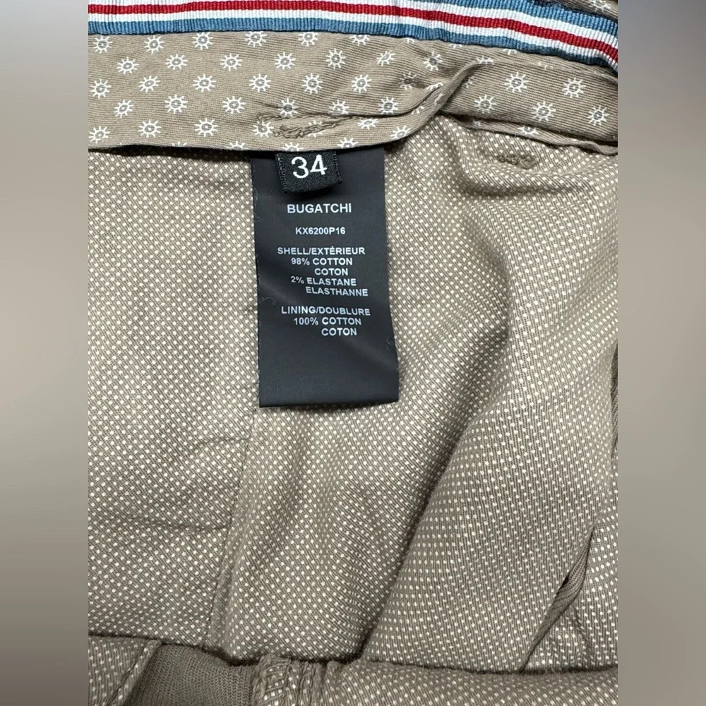 Men's Bugatchi Flat-Front Chino Trouser Casual Dress Pants Size 34